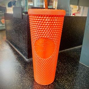 Super pretty fall 2022 orange studded tumbler Starbucks